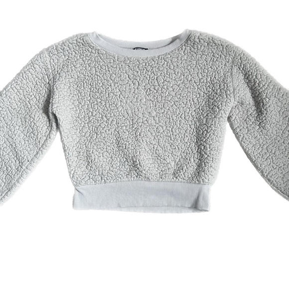 EXPRESS LIGHT PURPLE SHERPA CROPPED CREWNECK SWEATSHIRT SIZE XS - Picture 1 of 6